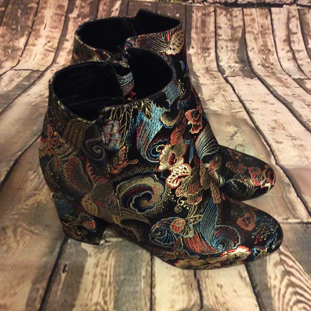 Multi-colored ankle boots size 9 with box